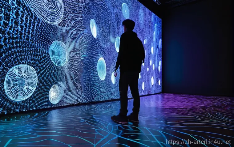 미술평론가 교육 과정 - **Prompt for AI Art - Algorithm & Creativity:**
    A clean, conceptual art scene depicting a modern...